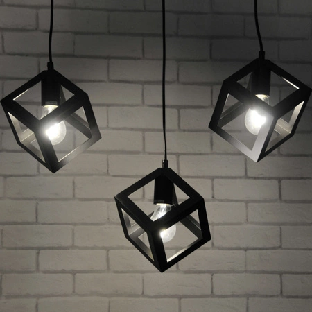 ŠVÉDSKO Stropní závěsná lampa 3x E27 převislá Dřevo Černá GOLDLUX (Polux)