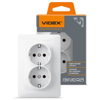 Kontakt 16A dvojzásuvka pod omítku BINERA VIDEX Bílá