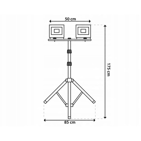LED reflektor ZUNA2 Halogenová lampa 2x 100W 6500K na stojanu + kabel + hermetický konektor LUMILED