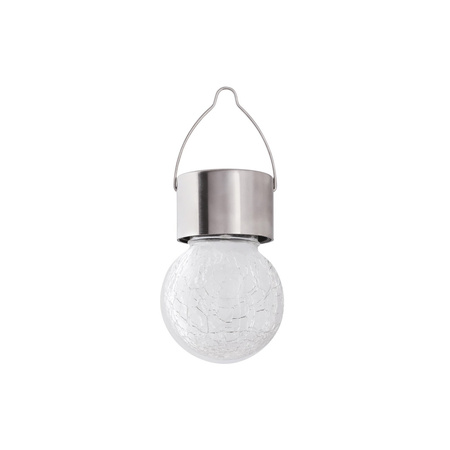 LED solární závěsná zahradní lampa YOLA 0.06W RGB IP44 kulička 6cm s efektem prasklého skla Chrome RABALUX