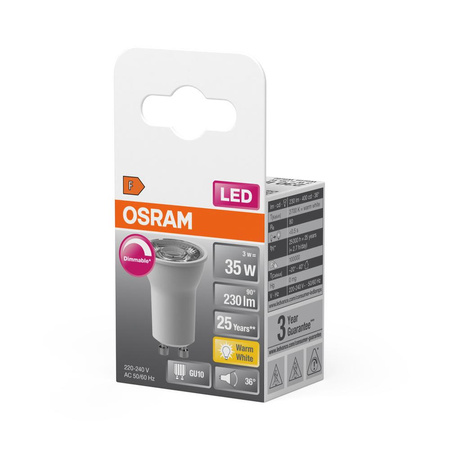 LED PAR11 reflektor GU10 3W = 35W 230lm 2700K teplý 36° stmívatelný SUPERSTAR Osram