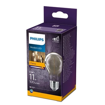 LED žárovka E27 A60 2.3W = 11W 100lm 1800K Teplá bílá vlákno kouřové PHILIPS