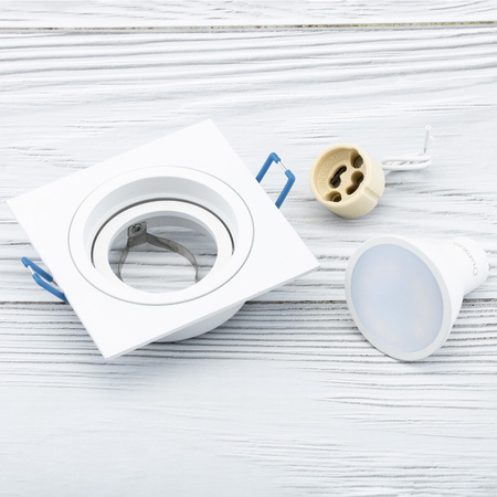 Svítidlo HALOGEN GU10 MR16 Square White CASSIO LUMILED + LED žárovka GU10 6W = 60W 580lm neutrální bílá