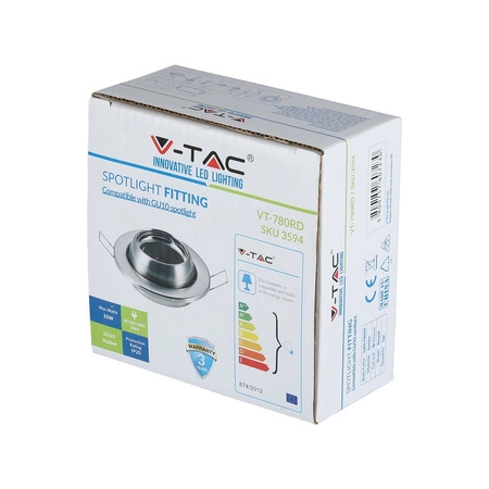 Stropní svítidlo. zapuštěná montáž. očko GU10. kulaté. saténový nikl. VT-780 V-TAC