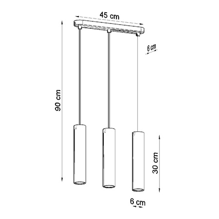 LUVO 3L 3xGU10 Loft Závěsné stropní svítidlo černé šedé SOLLUX