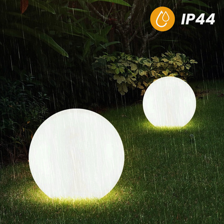 LED solární zahradní lampa se zapichovacím hrotem – Bílá koule ATRIS 30 cm LUMILED