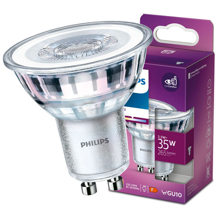 GU10 LED žárovka 3.5W = 35W 265lm 3000K teplá bílá 36° reflektor PHILIPS