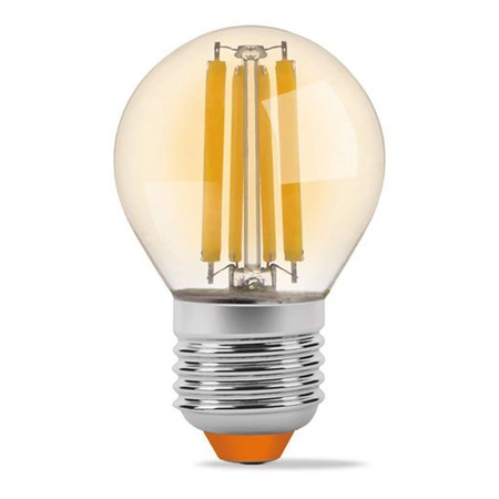 LED žárovka E27 G45 6W = 52W 680lm 2200K Teplá bílá Amber Filament 360° VIDEX