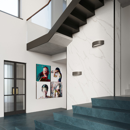 LED nástěnné svítidlo ATENA E27 Nástěnné svítidlo Semi-circular Ceramic Black SOLLUX