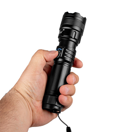 Dobíjecí LED taktická 600lm 10W ruční svítilna Výkonná ZOOM POWERBANK VA0179 VAYOX