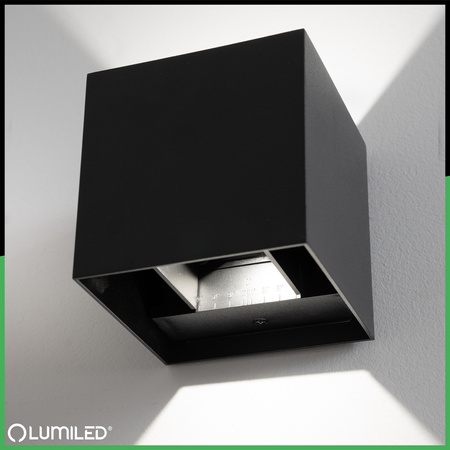 Zahradní nástěnná lampa 2x 3W, nastavitelné nahoru a dolů 4000K Černá PICEA LUMILED