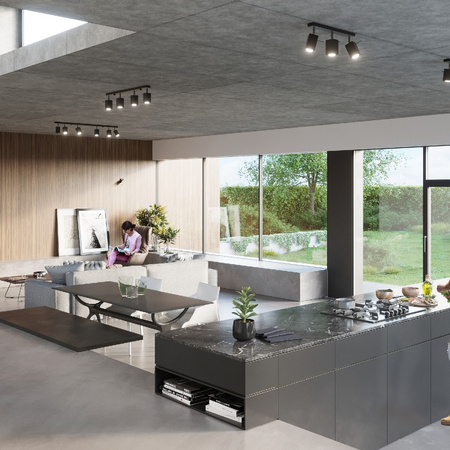 Svítidlo pro povrchovou montáž MERIDA 6L 6xGU10 Reflektor Halogenový pohyblivý pásek Minimalistická černá SOLLUX