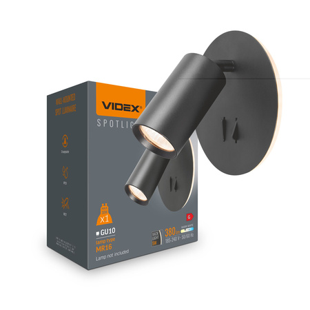 Nástěnná lampa Nástěnná lampa 5W 380lm 2700K teplá černá Videx
