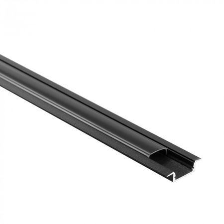 Hliníkový profil LED pod omítku černý 2 m s černým difuzorem pro LED pásky + krytky Ecolight řady P