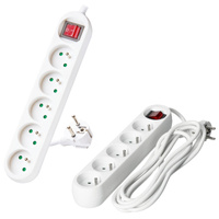 Prodlužovací kabel Zástrčka 5 x uzemněná zásuvka Power Strip On/Off Switch 3m White Linea Kobi
