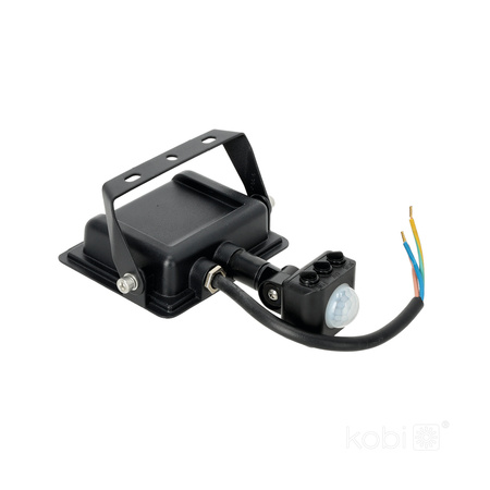 Venkovní LED reflektor 10W 735lm 6500K Cold 120° se senzorem pohybu IP44 IK05 Black MHC Kobi