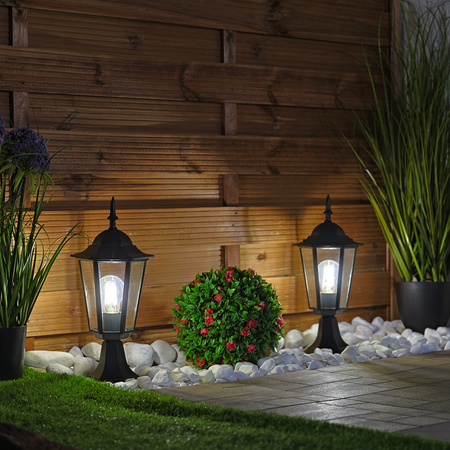 Venkovní zahradní lampa E27, LED sloupek lucerna 40cm Černá BELLIS LUMILED