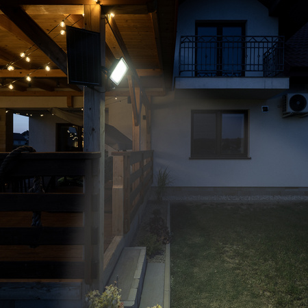 Solární halogenový reflektor LED 200W Zahradní lampa 4000K IP65 PIR senzor pohybu + dálkové ovládání FULGOR LUMILED