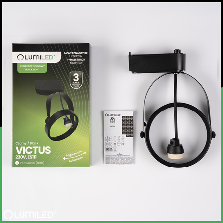 GU10 ES111 Black VICTUS jednofázové světlo pro přípojnice Lumiled