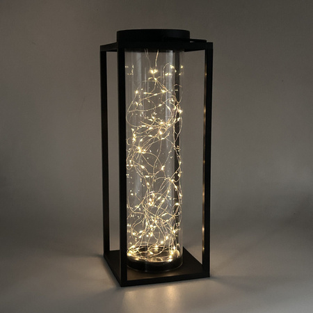 Solární lucerna černá IP44 se soumrakovým senzorem Glamour Sanico Goldlux