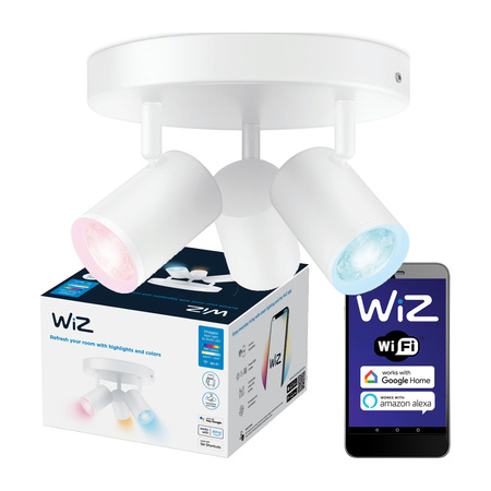 Stropní svítidlo LED SPOT 3x 5W WHITE + RGB SMART Round WiFi WiZ