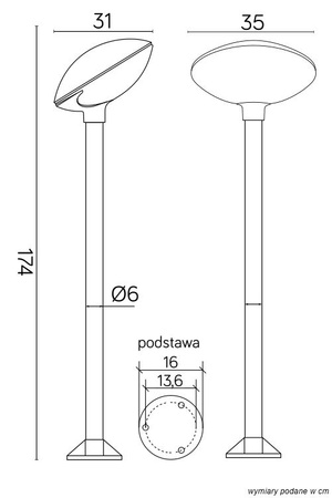Venkovní stojací zahradní lampa POST TAO 1 E27 175cm Su-Ma