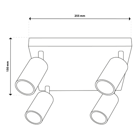 Stropní svítidlo Plafond SPOT TUBA Reflektor Halogenové svítidlo 4x GU10 TABULA LUMILED