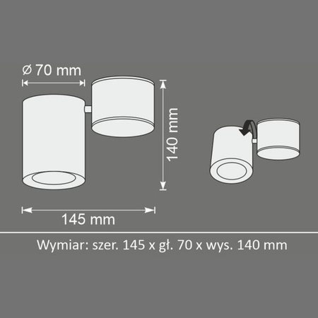 Přisazené stropní svítidlo HOBRO GU10 Spot Tube Movable Black GOLDLUX (Polux)