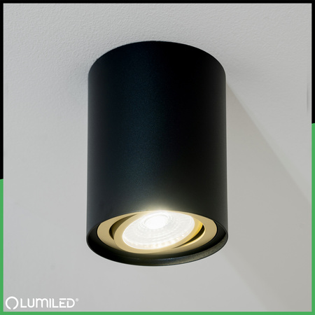 Povrchová montáž HALOGEN Spot Tuba Movable AMAT-M GU10 Round Black-Gold 84mm LUMILED