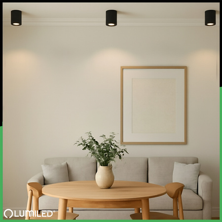 Povrchová montáž HALOGEN Spot Tube Moving LUNDO GU10 LUMILED Round Black 80mm