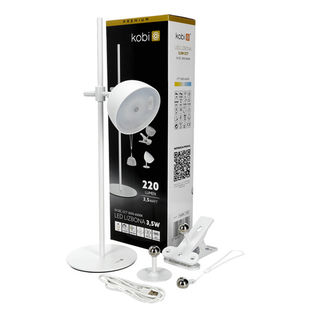 Stolní lampa LED 3,5 W 220 lm CCT 120° dobíjecí bílá IP54 Lizbona Kobi