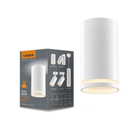 Stropní svítidlo HALOGEN SPOT pro povrchovou montáž 1x GU10 White CARMELO Videx