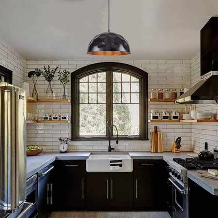 HEMISPHERE 6777 Nowodvorski Černo-zlatá ocelová závěsná lampa E27 ?34 cm Moderní