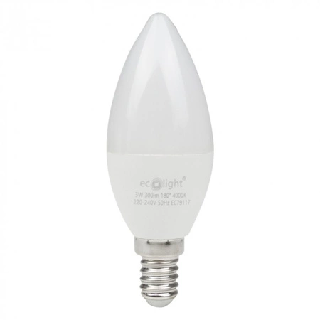 LED žárovka Candle B37 E14 3W 270lm 4000K Neutral Ecolight