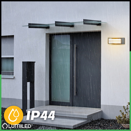 Zahradní nástěnná lampa E27, IP44 Černá FREESIA LUMILED