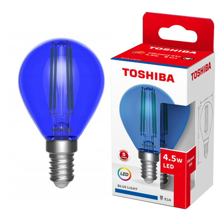 LED žárovka E14 G45 4,5W Filament Blue TOSHIBA