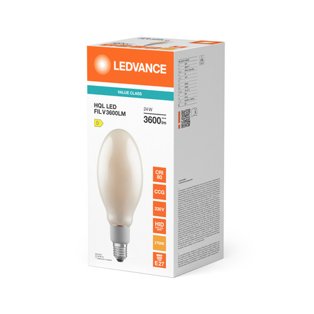 LED žárovka HQL E27 24W = 80W 3600lm 2700K teplá bílá FILAMENT LEDVANCE