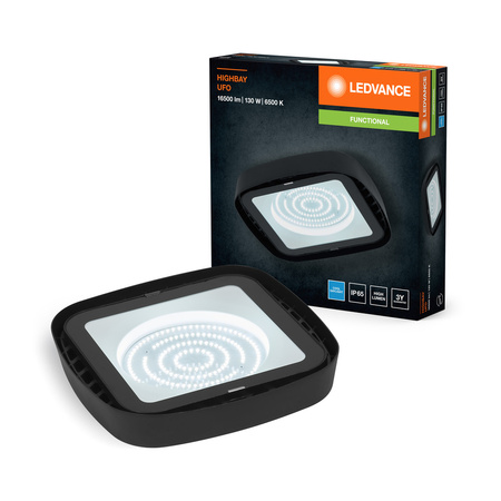 Průmyslové venkovní LED svítidlo 130W 15000lm 6500K IP65 Black Highbay Ufo Ledvance