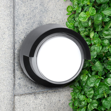 Nástěnná venkovní fasádní LED lampa 12W 1400lm 4000K Neutrální 120° Černá IP44 Essen Sanico Goldlux