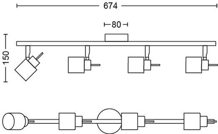 MERANTI stropní svítidlo 4x GU10 Nástěnné svítidlo Reflektor pohyblivý Satin PHILIPS