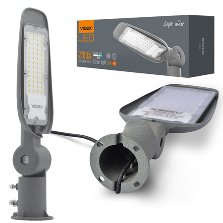 Pouliční lampa LED 30W 2700lm 5000K Neutrální 130° 0,14A Šedá VIDEX