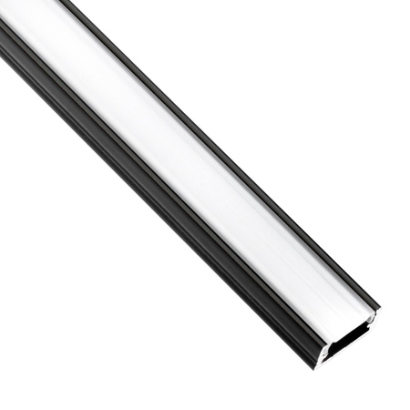 Povrchový Hliníkový Profil pro LED Pásky, Násuvný 2m Černá MINI + Mléčná Krytka LUMILED