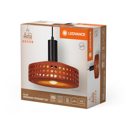 Dekorativní stropní závěsné svítidlo E27 s převisem Hnědý hliněný dekor Ledvance