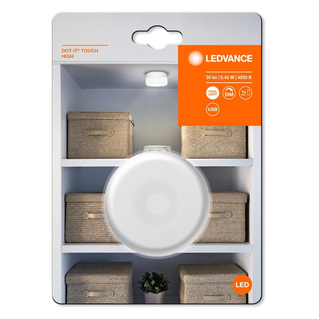 Přenosná podskříňová lampa LED NÁBYTEK 0.45W 32lm 4000K DOT-it Touch Vysoce bílá LEDVANCE Stmívatelné