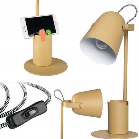 Školní noční stolní lampa + organizér Raibo E27 5W žlutá KANLUX