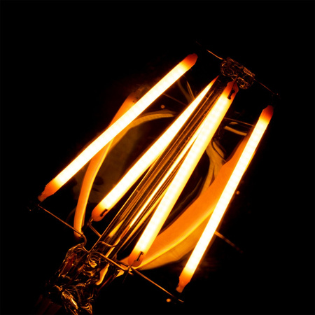 LED žárovka E27 G80 6W = 50W 650lm 2200K Teplá bílá 360° Vlákno kouřové