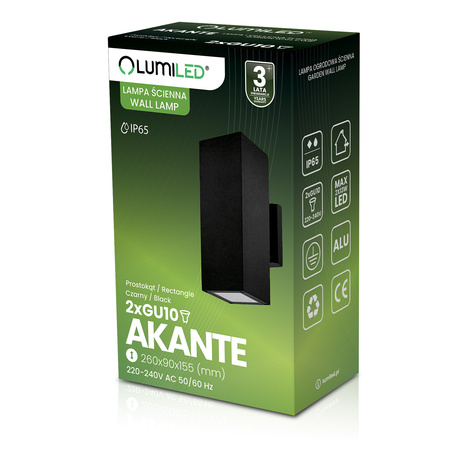 Zahradní nástěnná lampa GU10, IP65 AKANTE LUMILED