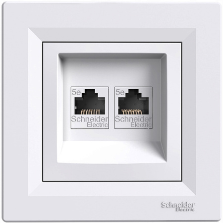 Dvojitá počítačová zásuvka Asphora 2x RJ45 bílá