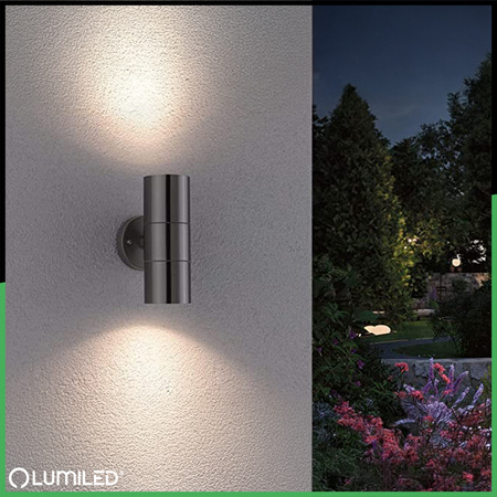 Zahradní nástěnná lampa GU10, IP44 nastavitelné nahoru a dolů Černá INOX LUMILED