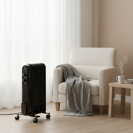 Olejový ohřívač 2000W nastavitelný termostat černý Sanico Goldlux